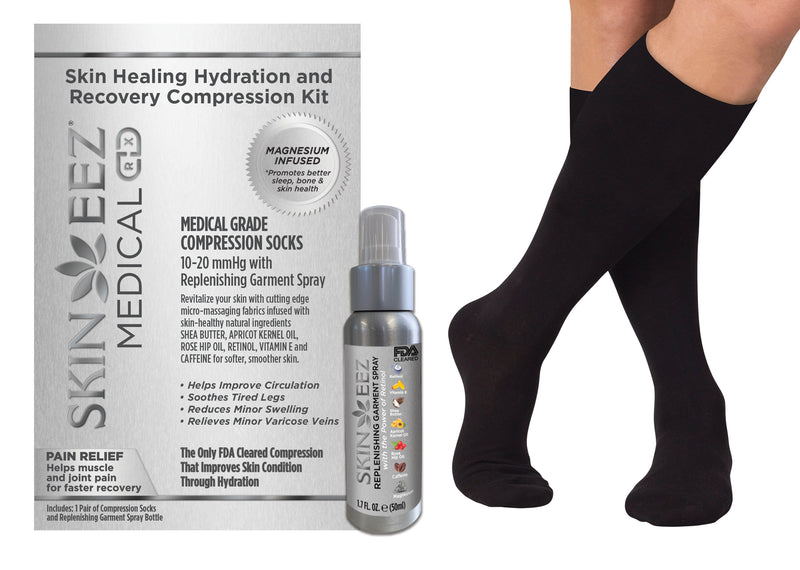 Made in USA Magnesium Medical Compression Kit 10-20 mmHg and Replenishing Spray Skin Healing Hydration and Recovery