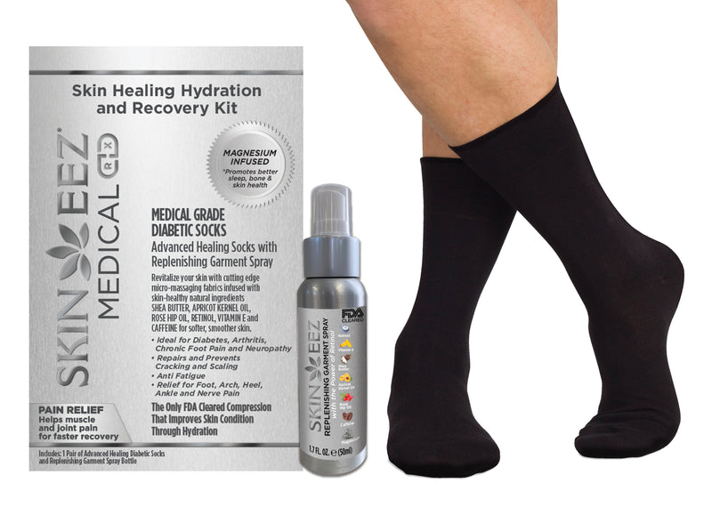 Made in USA Magnesium Medical Compression Kit Seamless Moisturizing Diabetic Socks and Replenishing Spray Skin Healing Hydration and Recovery