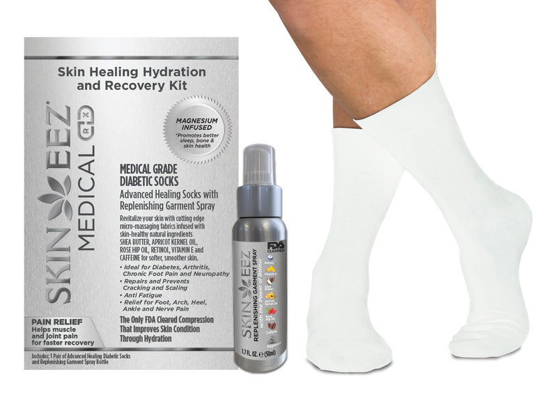 Made in USA Magnesium Medical Compression Kit Seamless Moisturizing Diabetic Socks and Replenishing Spray Skin Healing Hydration and Recovery
