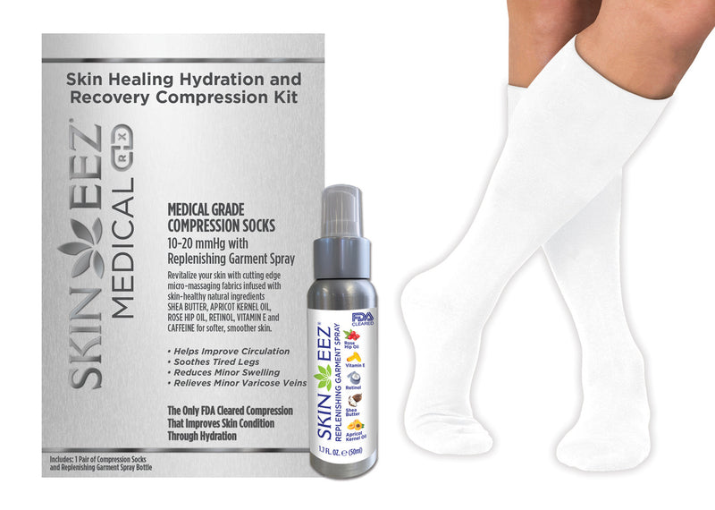 Made in USA Skin Healing Hydration and Recovery Medical Compression Kit 10-20 mmHg and Replenishing Spray