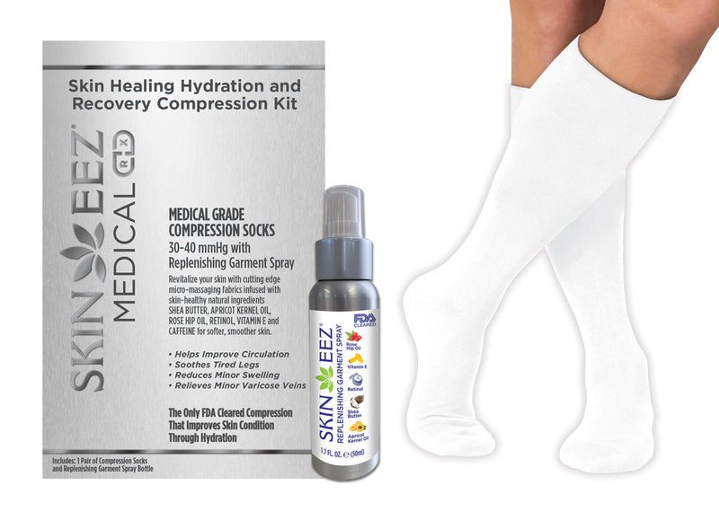 Made in USA Skin Healing Hydration and Recovery Medical Compression Kit 30-40 mmHg and Replenishing Spray