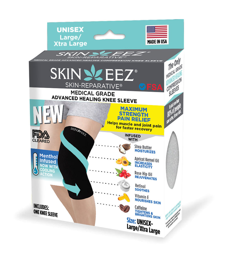 Made in USA Compression Knee Sleeve Menthol Medical Grade Moderate for Pain Relief