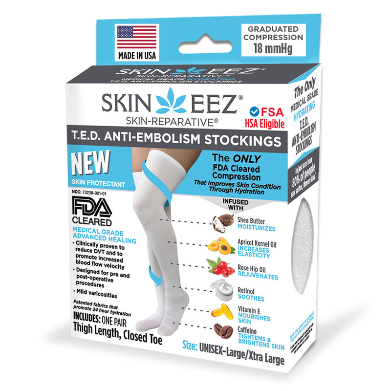 Made in USA Best T.E.D  Anti-Embolism Thigh High Socks 18 mmHg Moisturizing