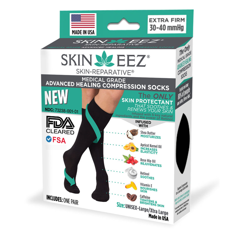 Made in USA Best Compression Socks 30-40mmHg (EXTRA FIRM)  – Soft, Moisturizing, All-Day Relief